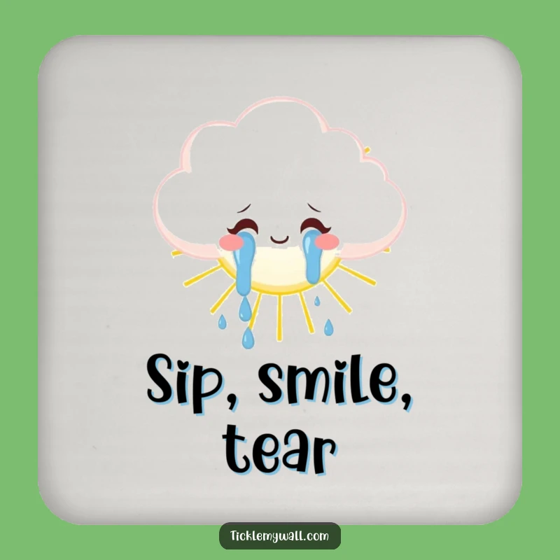 Funny Joyful Cloud Coaster Set: Tears of Happiness Protection, Whimsical Decor Gift