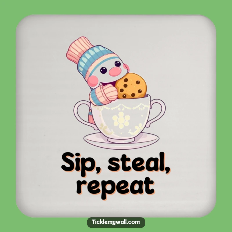 Funny Sock Puppet Cookie Drink Coaster - Protect Surfaces with Humor!
