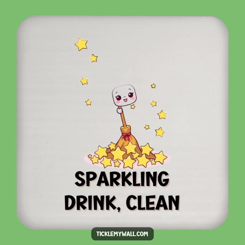 Funny Happy Broom Coaster: Protect Surfaces with Whimsical Star Charm