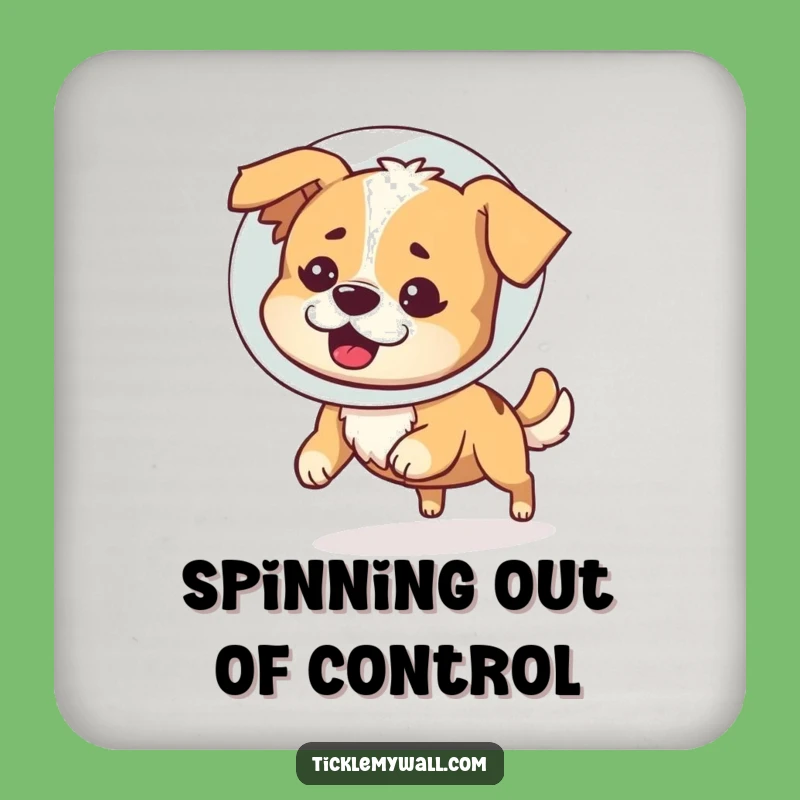 Funny Dog Cone Coasters: Bewildered Pup Chasing Tail, Hilarious Table Gift Set