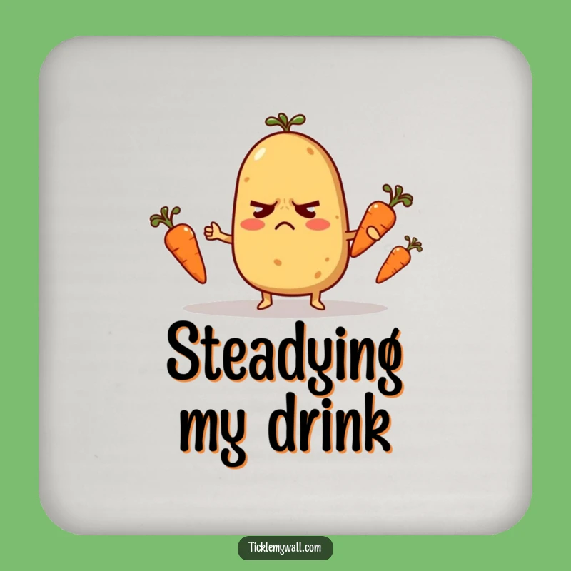 Funny Nervous Potato Coaster: Juggling Veggie Decor, Whimsical Funny Gift