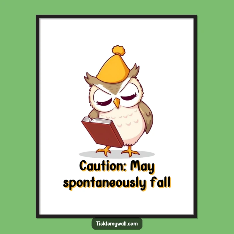 Funny Clumsy Owl Art Print - Hilarious Decor for Bookish Spaces!