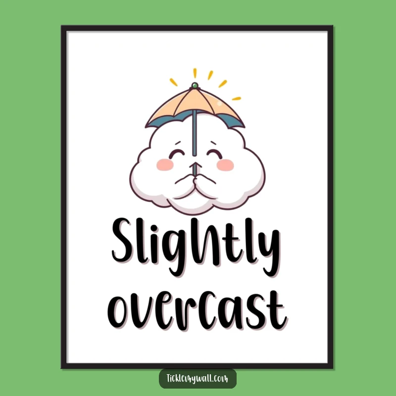 Funny Nervous Cloud Poster: Whimsical Weather Art & Hilarious Decor
