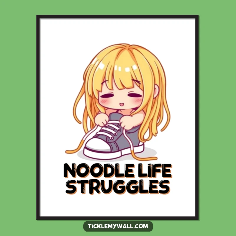 Funny Spaghetti Shoelace Poster: Hilarious Art for a Comical Kitchen