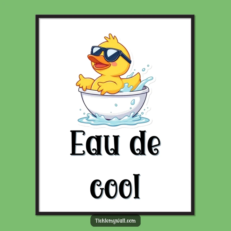Funny Sunglasses Duck Splash Poster: Hilarious Wall Art for Aquatic Lovers