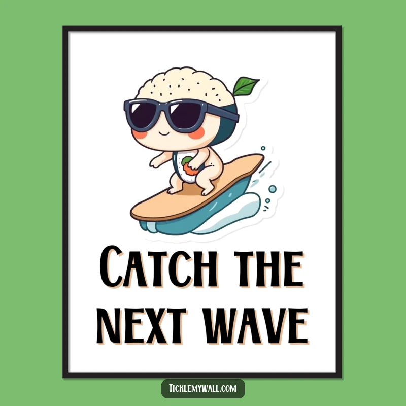 Funny Sushi Wave Sunglasses Poster: Hang Up Some Cool Vibes!