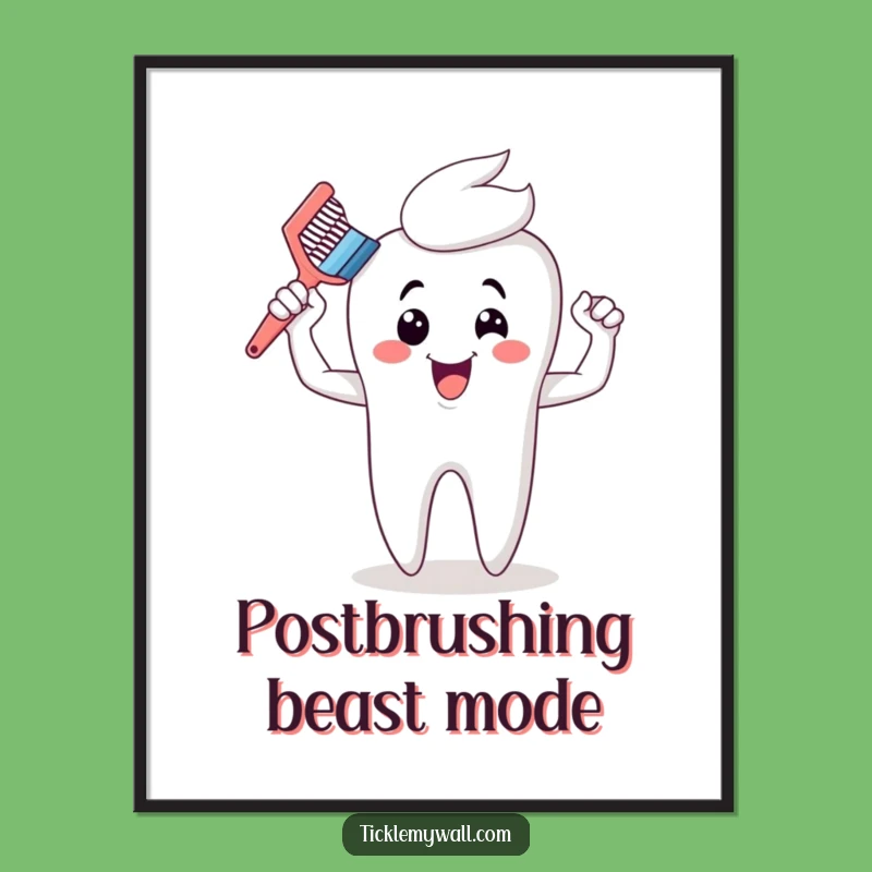 Funny Toothbrush Flex Poster - Hilarious Dental Art for Walls