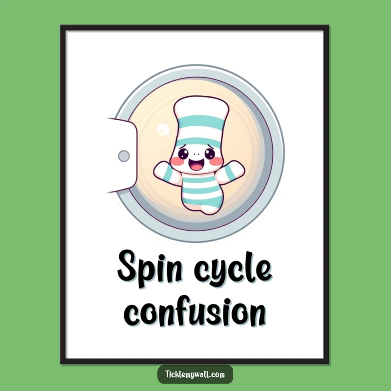 Funny Confused Sock Dryer Poster - Add Quirky Laundry Humor to Your Walls!