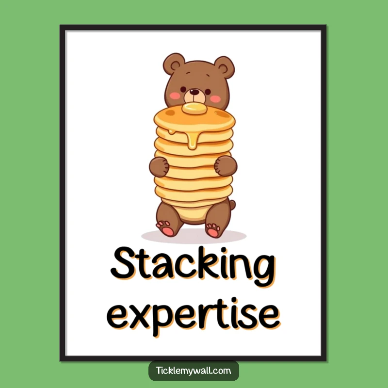 Funny Clumsy Bear Poster: Whimsical Breakfast Art & Bear Humor