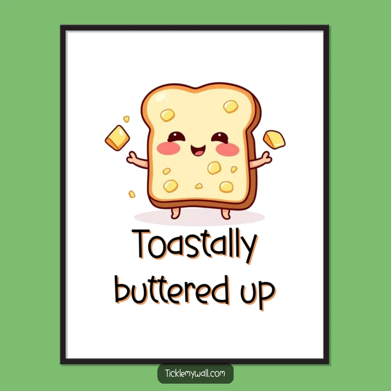 Funny Blushing Toast Butter Juggling Poster - Whimsical Wall Art & Hilarious Gift