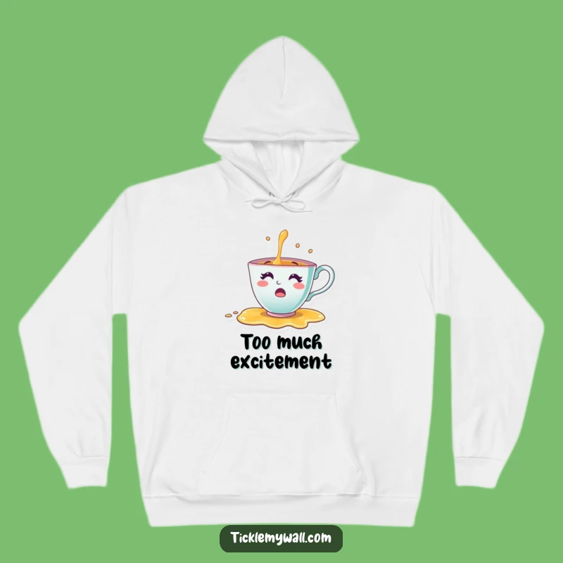 Cozy Funny Teacup Surprise Hoodie: Cheerful Character Spills Tea, Great Funny Gift