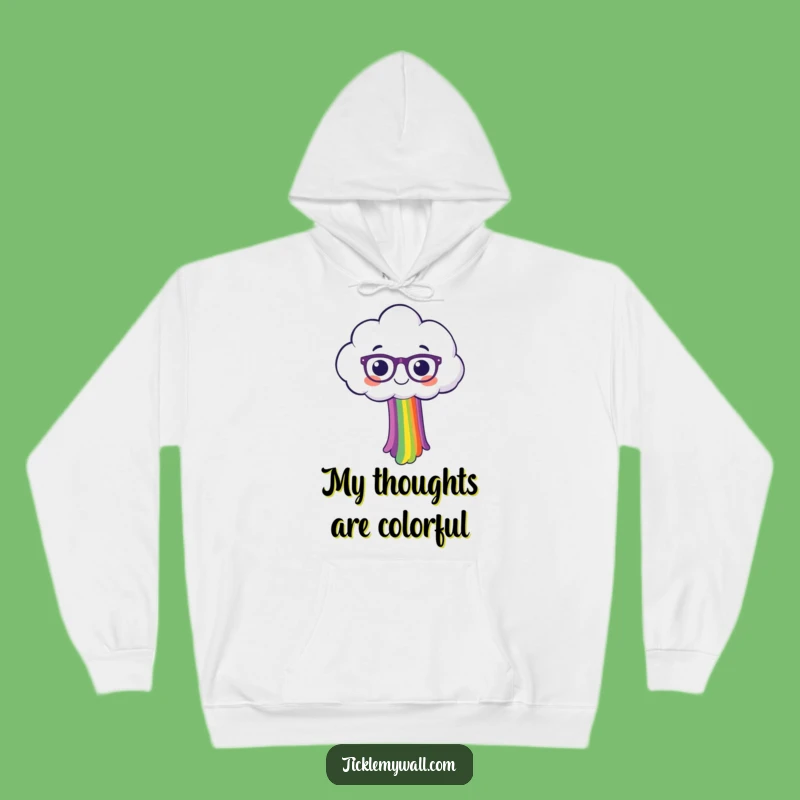 Funny Happy Cloud with Spectacles Spilling Rainbow Hoodie - Cozy & Hilarious Apparel!