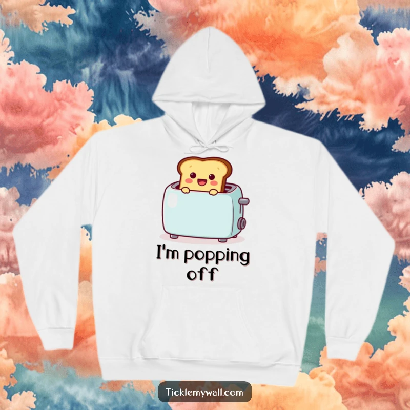 Funny hoodie with cheerful toast popping from a toaster with a 🎉, offering cozy comfort and a festive vibe, a wonderful funny gift.