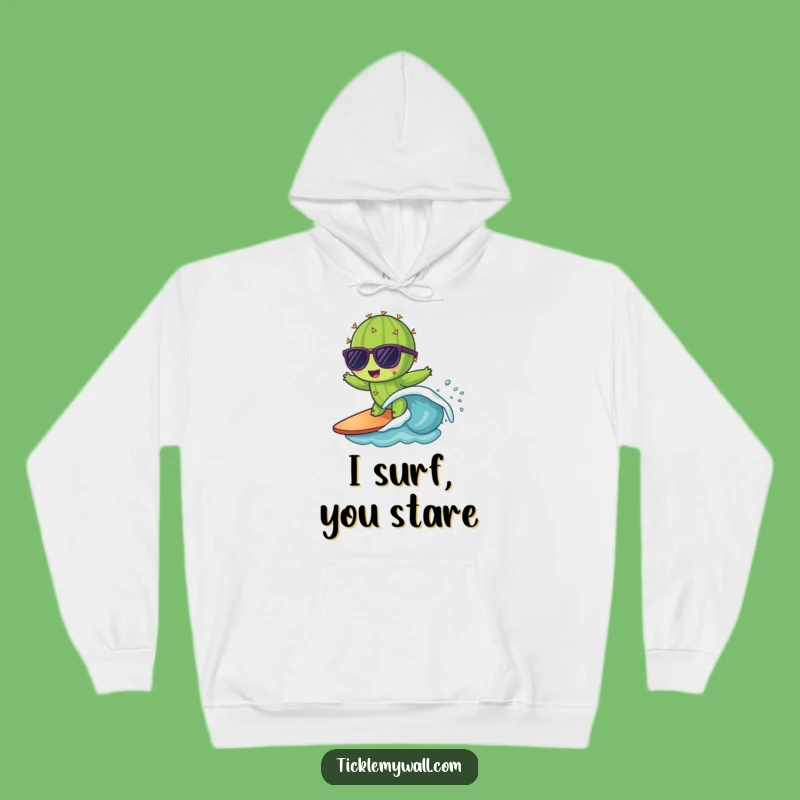Funny Cactus Surfing Hoodie - Warm & Hilarious Desert Adventure Gear