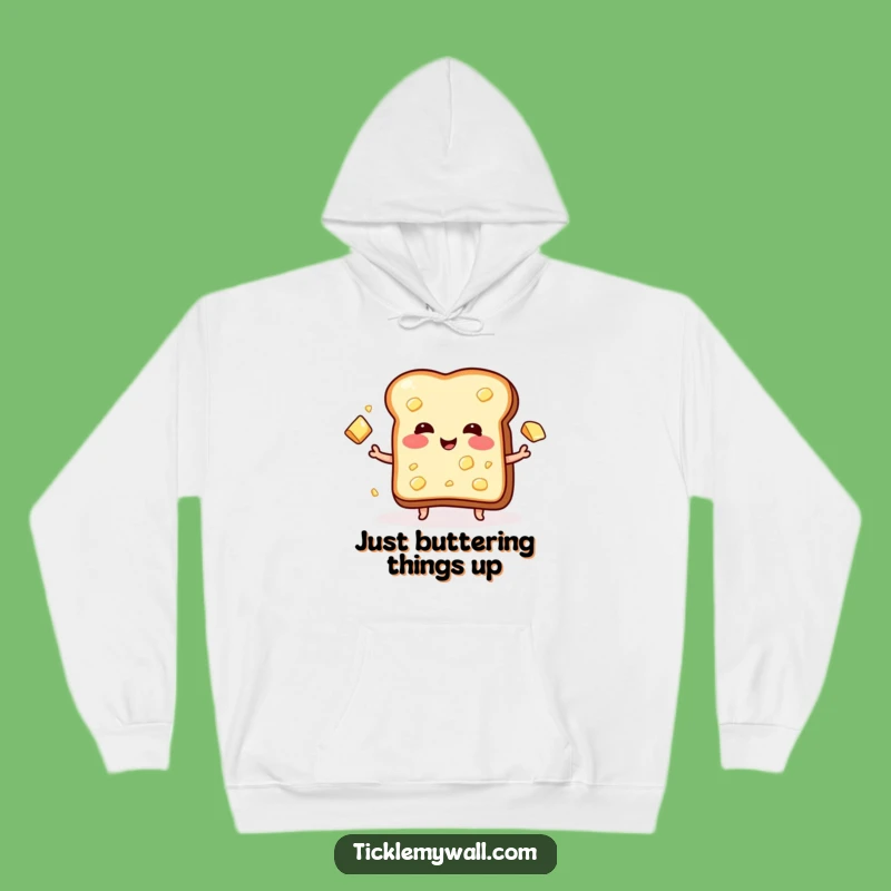 Funny Blushing Toast Butter Juggling Hoodie - Cozy & Comical Gift for All Ages