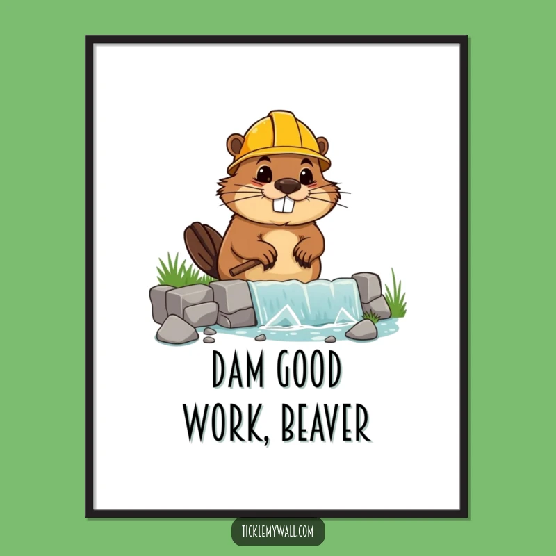 Free Printable Funny Beaver Wall Art: Wonky Dam Downloadable Art Gift