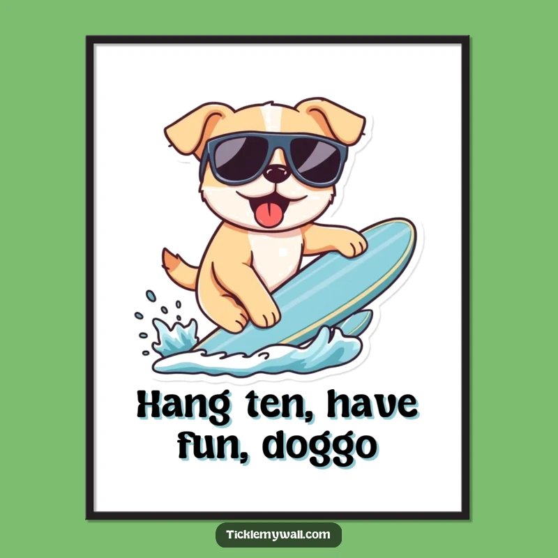 Free Printable Dog Wall Art: Surfing Pup Hilarious Downloadable Decor!