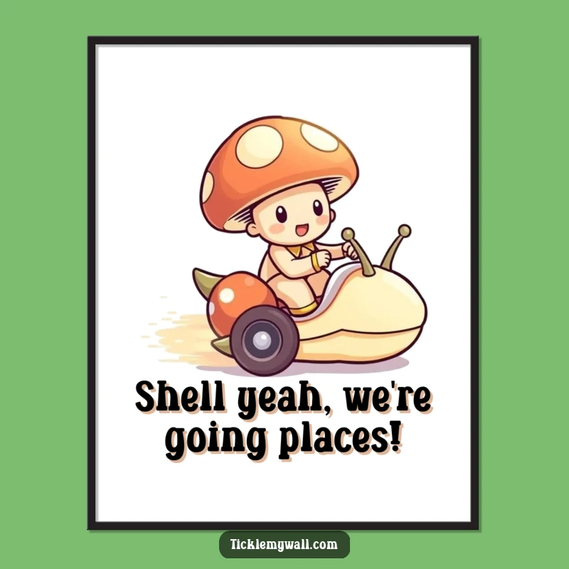 Free Printable Funny Mushroom Snail Wall Art - Quirky Downloadable Decor
