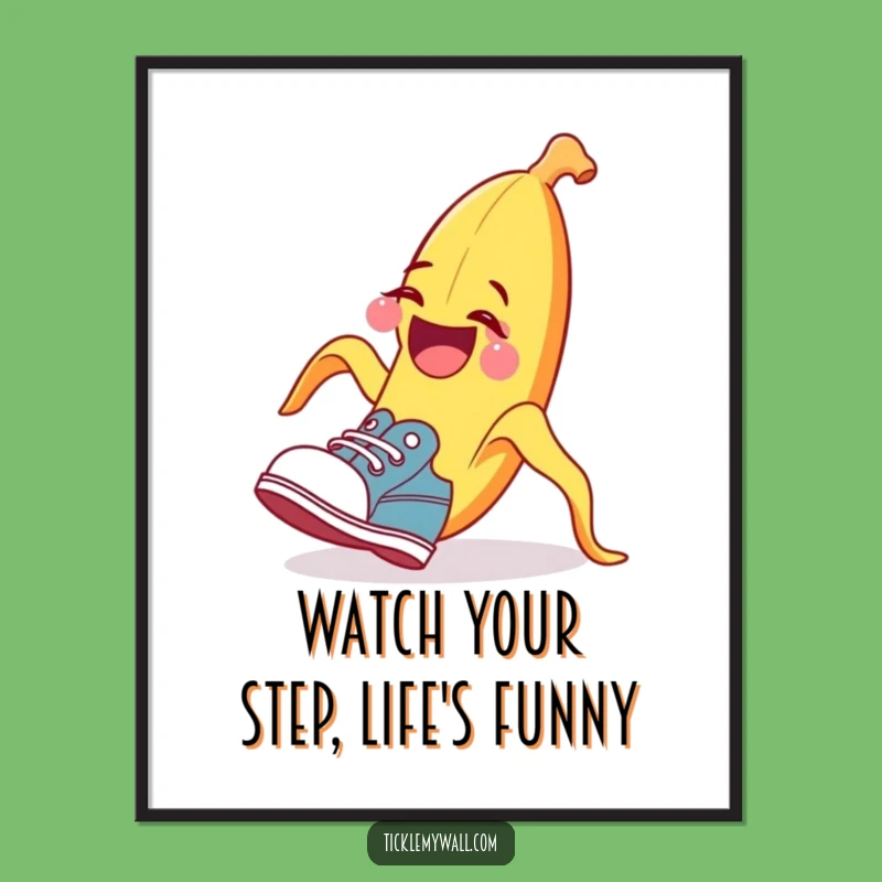 Free Printable Wall Art: Banana Peel Shoe Humor Downloadable Decor Gift