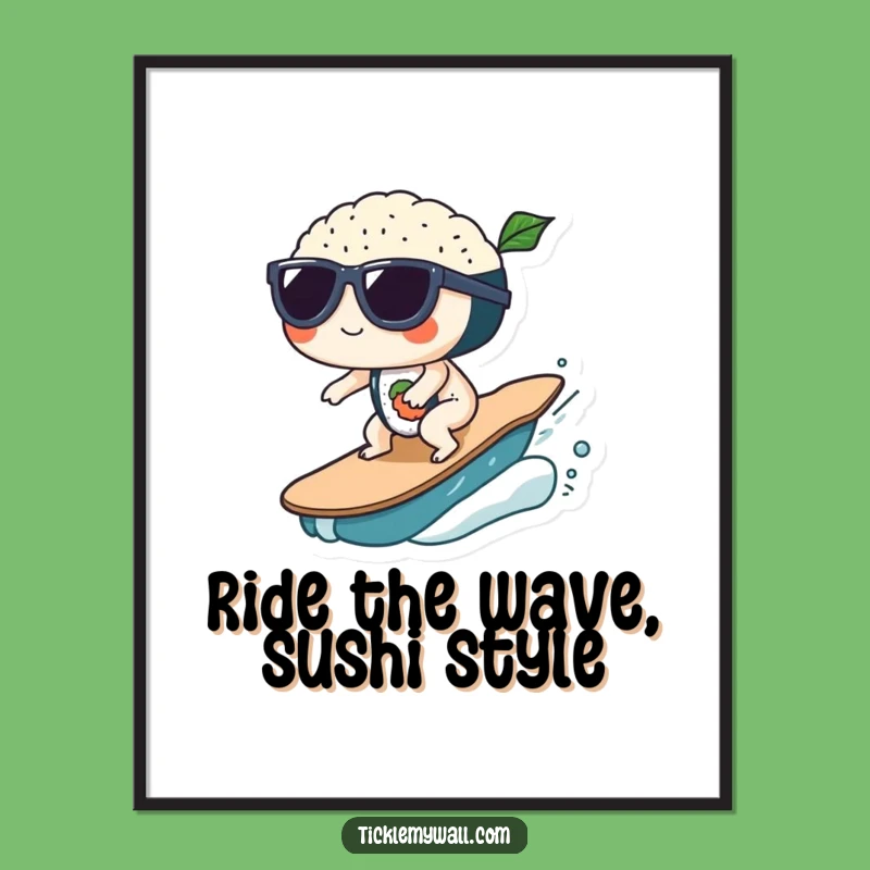 Free Printable Wall Art: Cool Sushi Wave Riders, Hilarious Downloadable Decor for Your Space