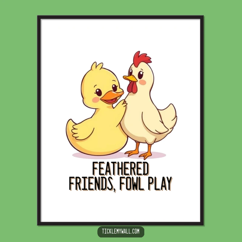 Free Printable Wall Art: Duck Petting Chicken - Funny Downloadable Decor!