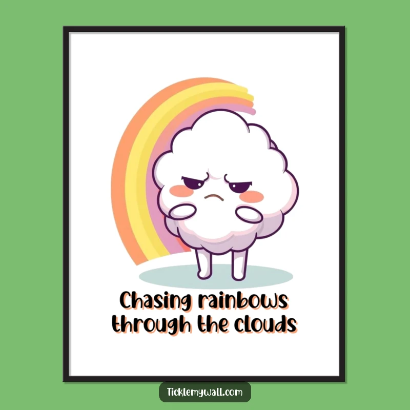 Free Printable Wall Art: Grumpy Cloud Rainbow Hug, Quirky Downloadable Decor
