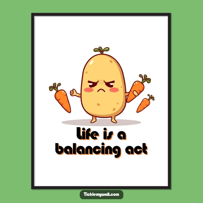 Free Printable Wall Art: Nervous Potato Juggling, Hilarious Downloadable Decor