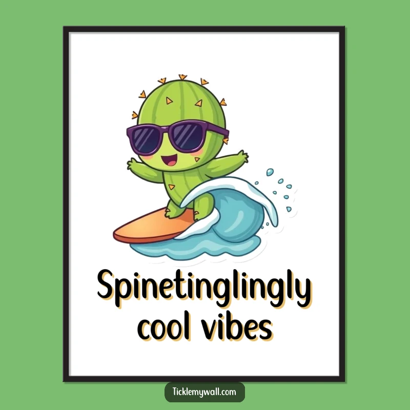 Free Printable Wall Art: Surfing Cactus - Funny Downloadable Decor!