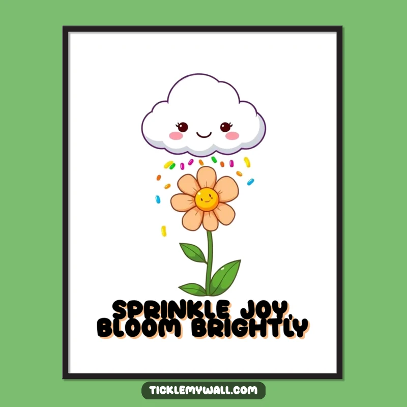 Free Printable Wall Art: Whimsical Cloud Sprinkle Flower Decor Downloadable Gift