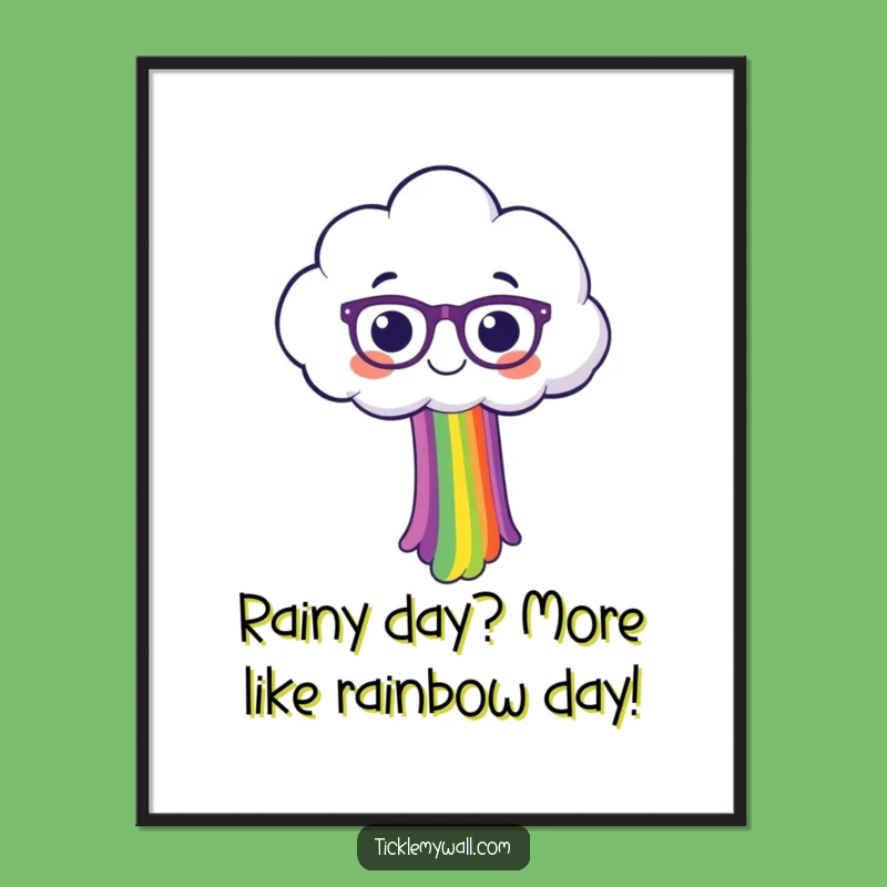 Funny Free Printable Wall Art: Cloud Spectacles Spilling Rainbow - Instant Download Decor