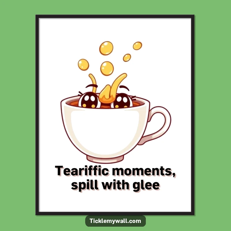Funny Free Printable Wall Art: Dramatic Teacup Spill - Whimsical Downloadable Decor