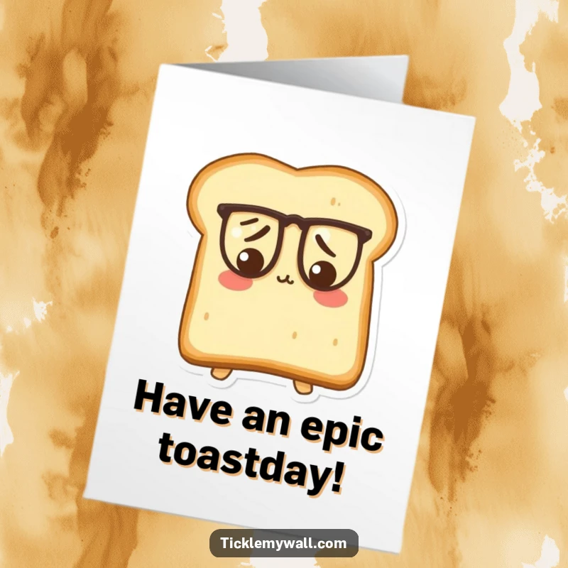 Funny Free Printable Birthday Card: A slice of toast wearing big glasses, looking puzzled, a humorous birthday wish.