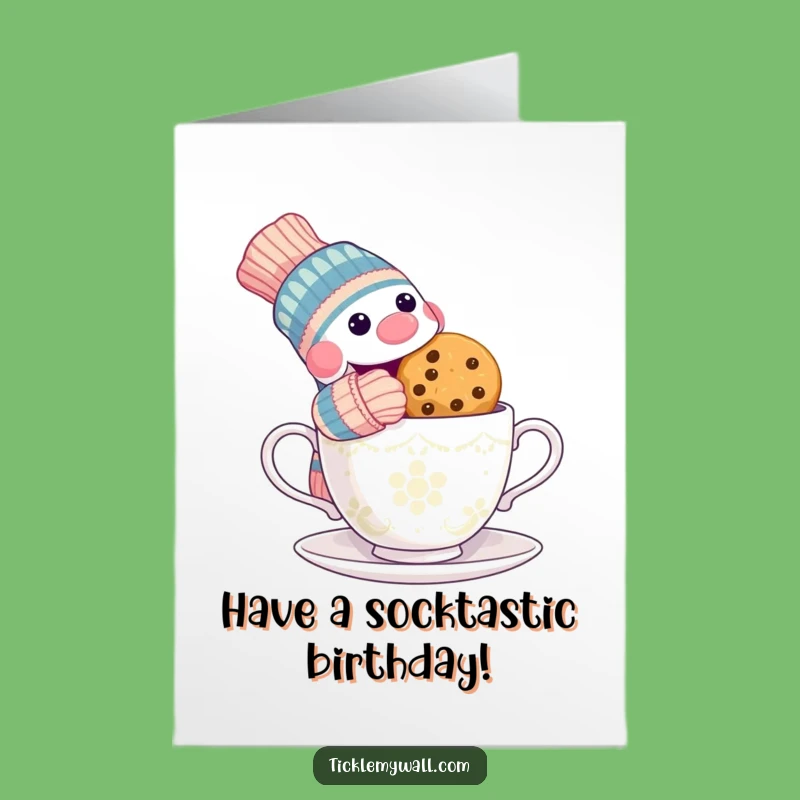 Free Printable Birthday Card: Sock Puppet Cookie Thief - Funny Downloadable Gift!