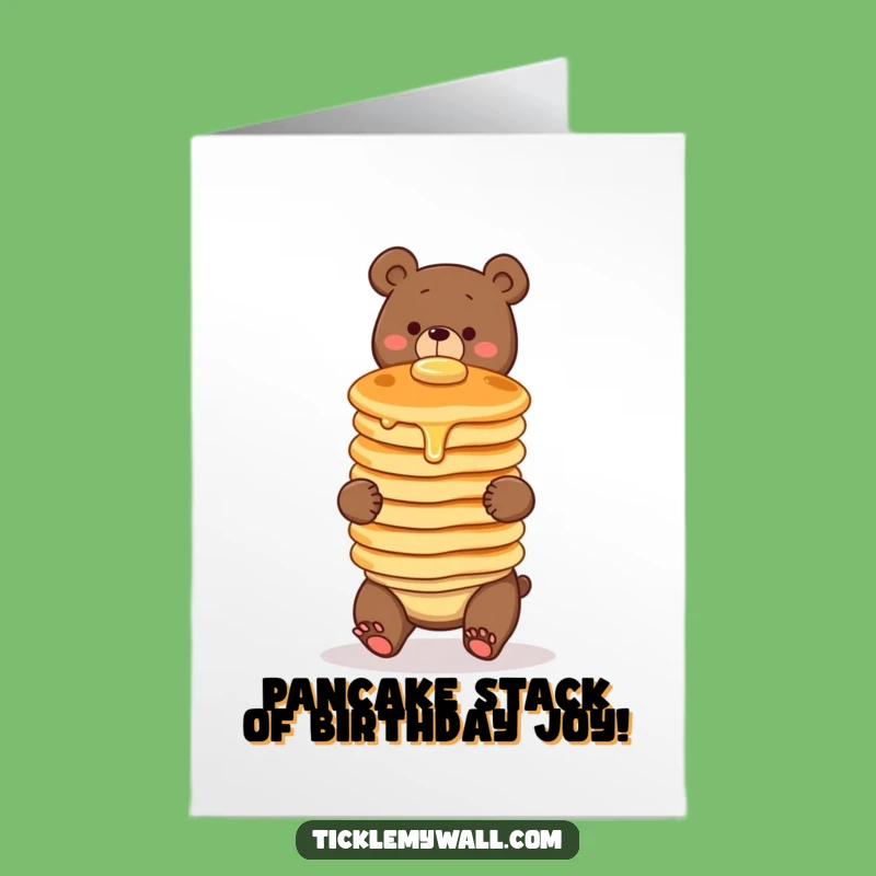 Free Printable Clumsy Bear Birthday Card: Funny Downloadable Gift for Pancake Lovers