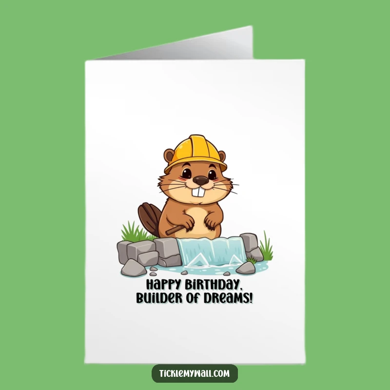 Free Printable Funny Beaver Birthday Card: Wonky Dam Downloadable Gift