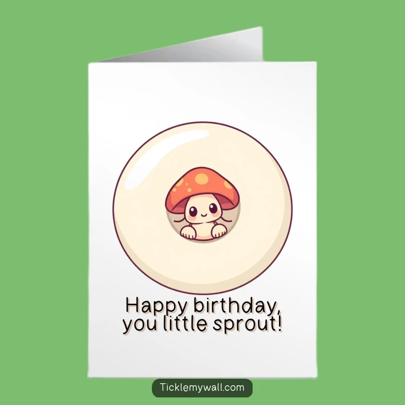 Free Printable Birthday Card: Shy Mushroom Button Funny Cute Downloadable Surprise