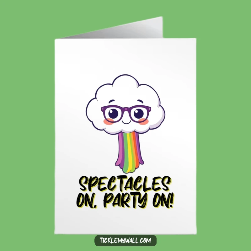 Free Printable Birthday Card: Funny Cloud Spectacles Rainbow - Instant Download Gift