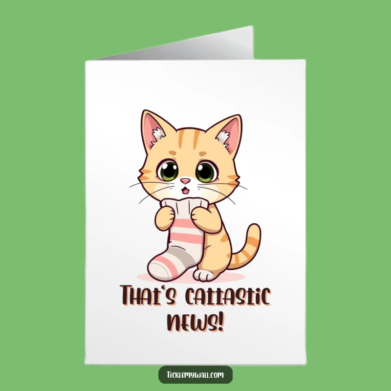 Free Printable Cat Sock Congrats Card - Funny Feline Downloadable