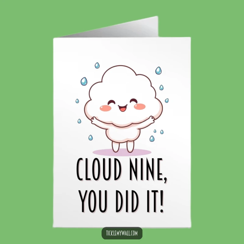 Free Printable Cloud Congrats Card: Juggling Raindrops Downloadable