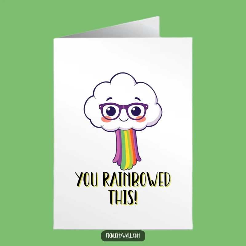 Free Printable Congrats Card: Funny Cloud Spectacles Rainbow Celebration - Instant Download