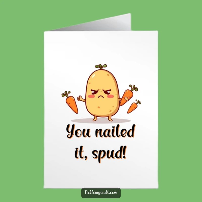 Free Printable Congrats Card: Juggling Potato, Amusing Downloadable Gift