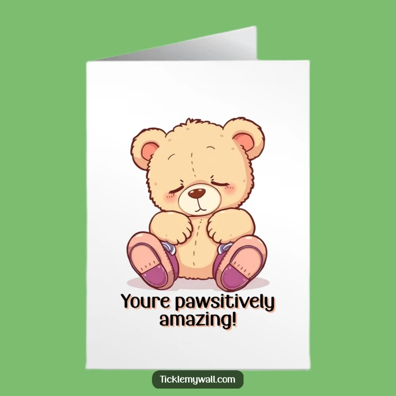 Free Printable Congrats Card: Sleepy Bear Shoes for a Silly Achievement