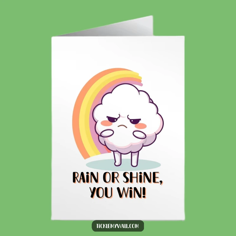 Free Printable Congrats Card: Grumpy Cloud Rainbow, Humorous Downloadable Gift