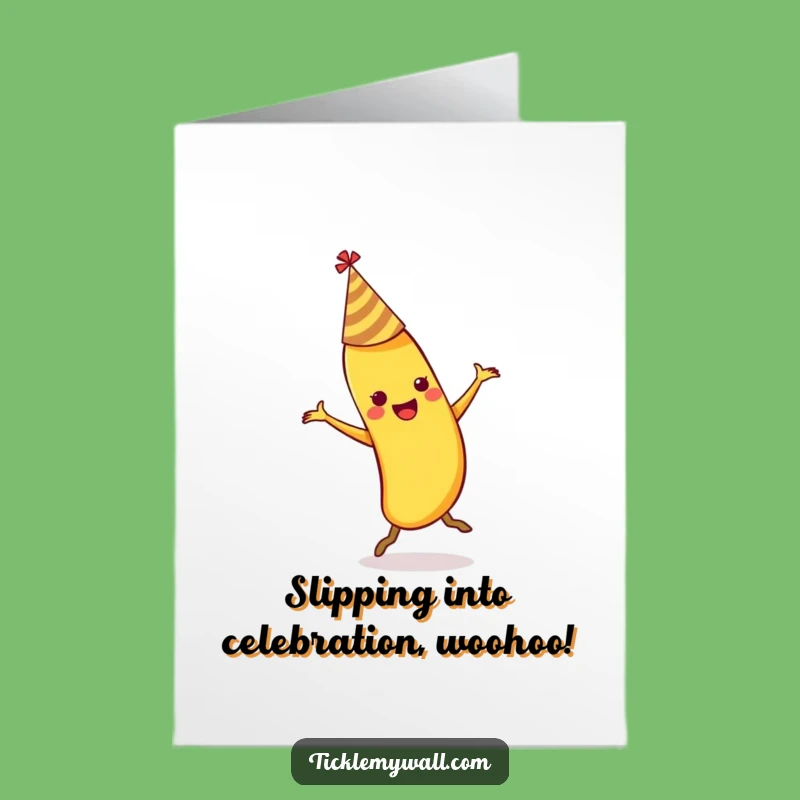 Free Printable Congrats Card: Dancing Banana Mishap - Funny Downloadable Gift for Triumphs
