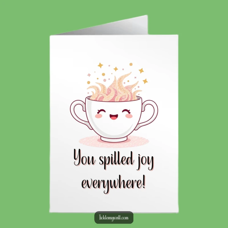 Free Printable Congrats Card: Glitter Teacup Overflow Congrats Downloadable Gift