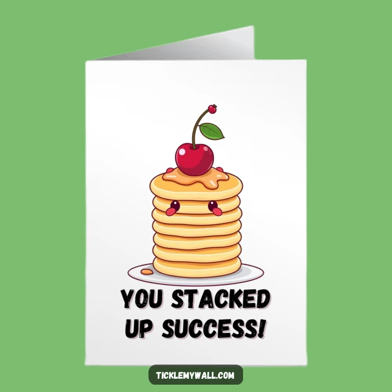 Free Printable Pancake Congrats Card: Wobbly Cherry Downloadable