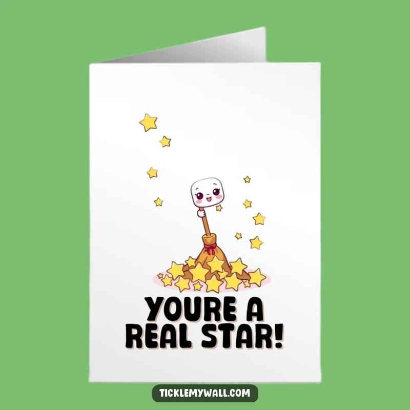 Free Printable Congrats Card: Star Sweeping Broom for Your Shining Moment