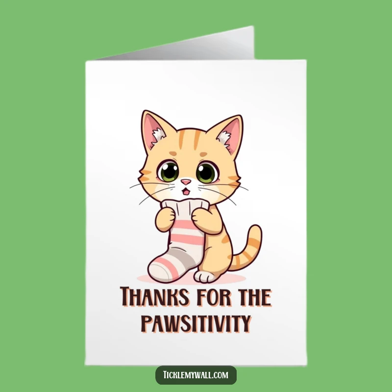 Free Printable Cat Sock Thank You Card - Humorous Feline Downloadable