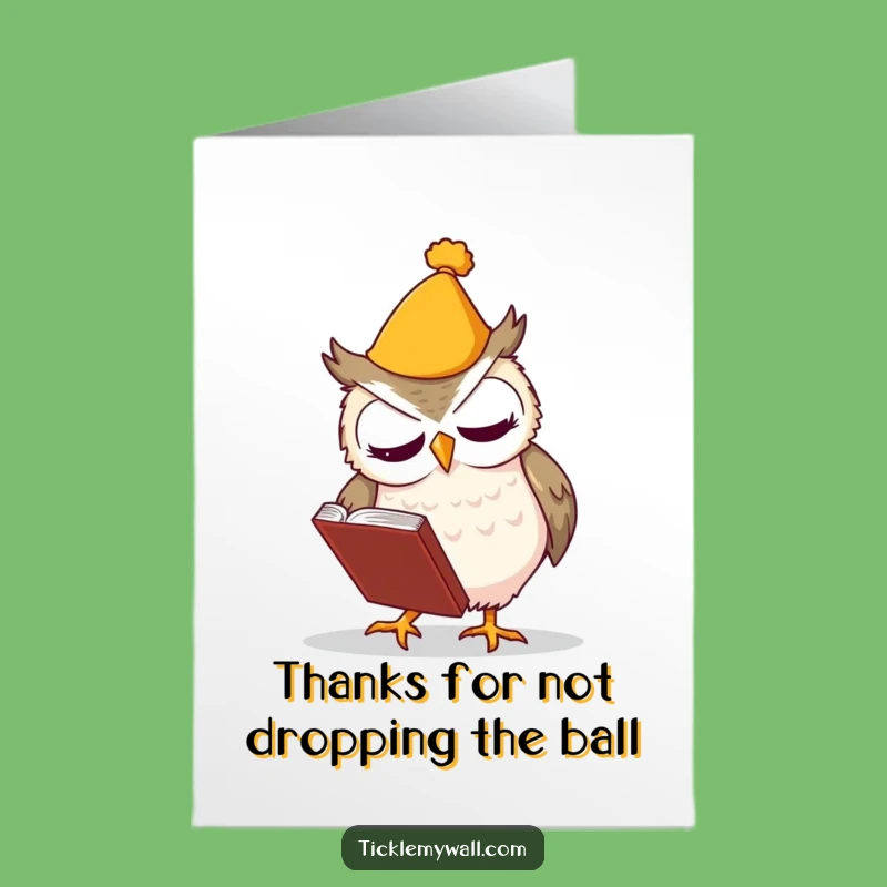 Free Printable Funny Owl Thank You Card: Clumsy Owl Fumbling Book Downloadable Gift