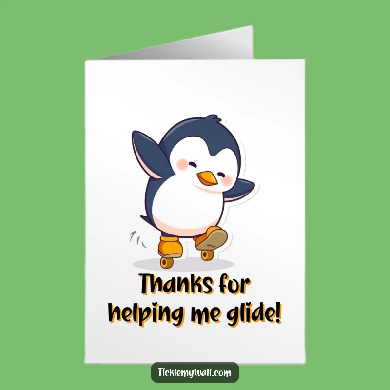 Free Printable Penguin Thank You Card: Funny Skater Gift for Gratitude!